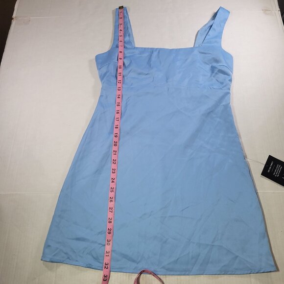 Lulus  Truly the Cutest Light Blue Satin Square Neck Mini Dress Size M - Picture 4 of 6